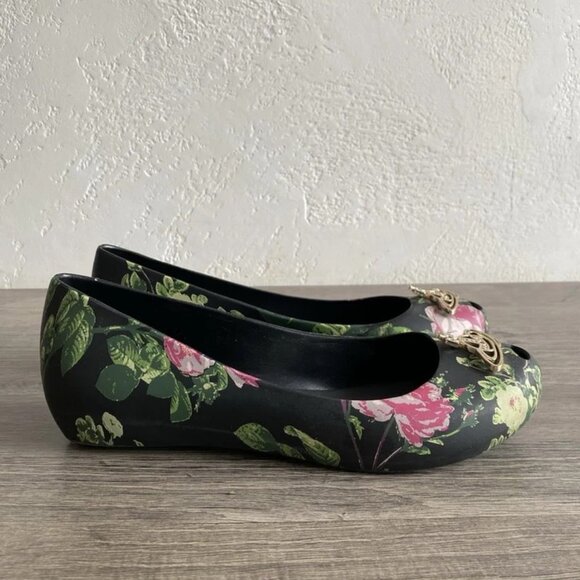 Vivienne Westwood Anglomania Melissa Floral Flats Orb Shoes - Picture 3 of 16